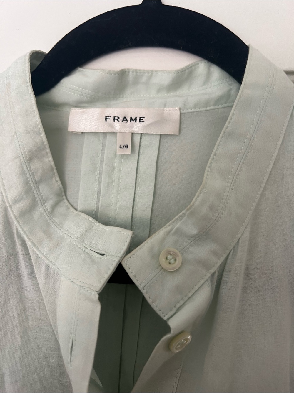 Frame Denim Mint Green Short Sleeve Pintuck Blouse - Picture 2 of 4